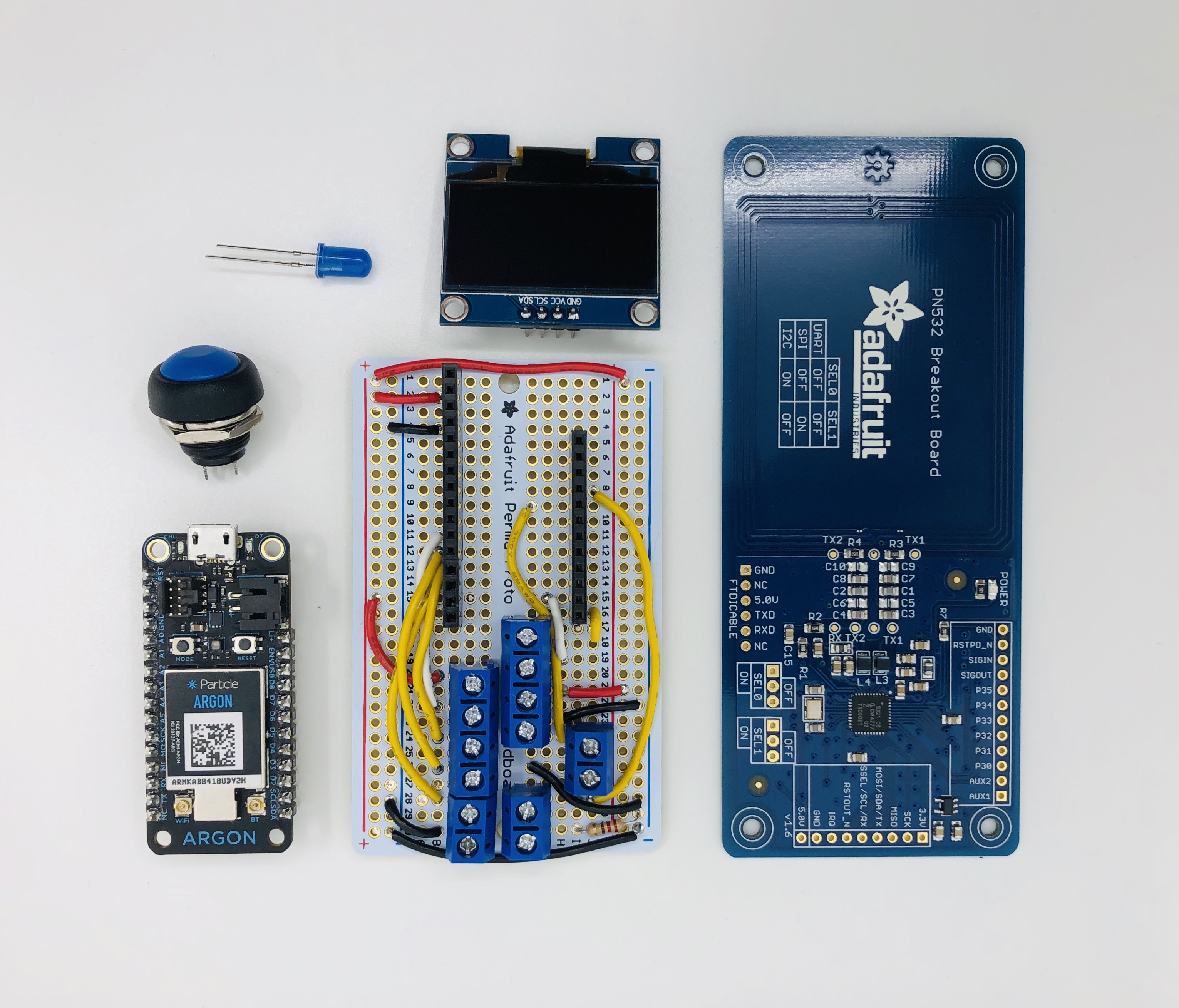 Components used in the NFC tag writer. 